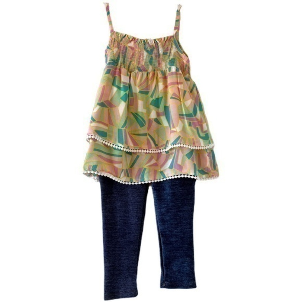 BCBGirls Top and Knit Denim Leggings Matching Pants Set Toddler NWT